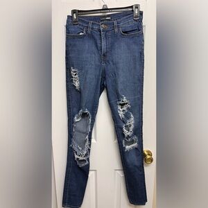Fashion Nova Ripped Blue Skinny Jeans